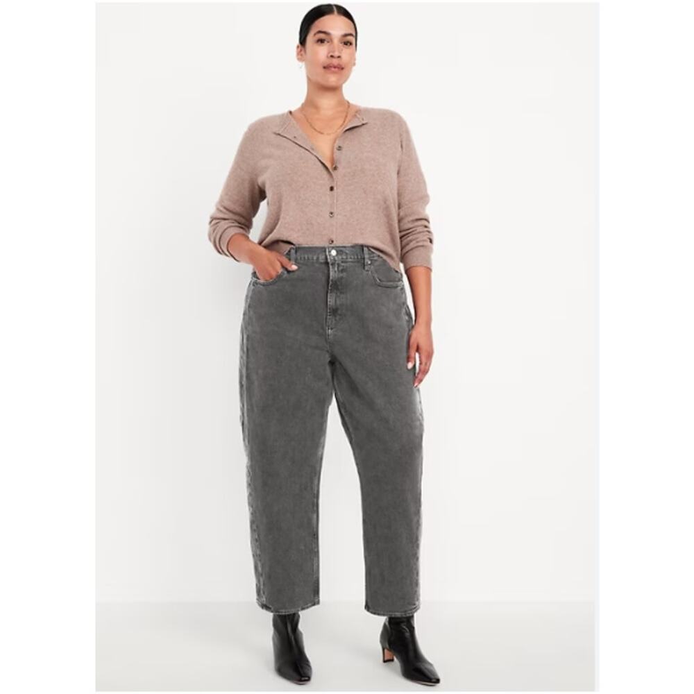 Old Navy High-Waisted Barrel Ankle Jeans in Gray Wash size 20